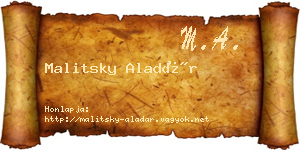 Malitsky Aladár névjegykártya